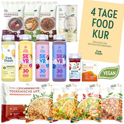 LiveFresh Abnehmen Bundle 4 Tage – Ernährungspaket für 4 Tage Kaloriendefizit – Tipps zum nachhaltigen Abnehmen in der LiveFresh App