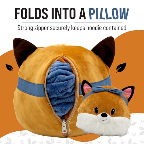 Image of Plushible Wearable Hooded Blanket for Adults, Oversized Hoodie with Sleeves & Pocket, 2-in-1 Comfy Hoodie Blanket Pillow - Fox