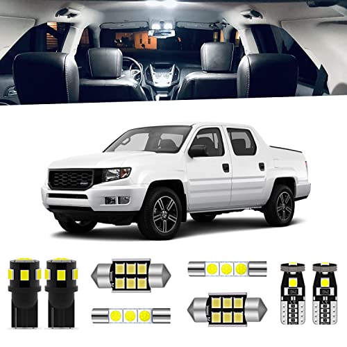 ENDPAGE 17-Pieces Ridgeline LED Interior Light Kit for Honda Ridgeline 2006 2007 2008 2009 2010 2011 2012 2013 2014 2015 White 6000K Interior LED Lighting Package + License Plate Lights, Install Tool