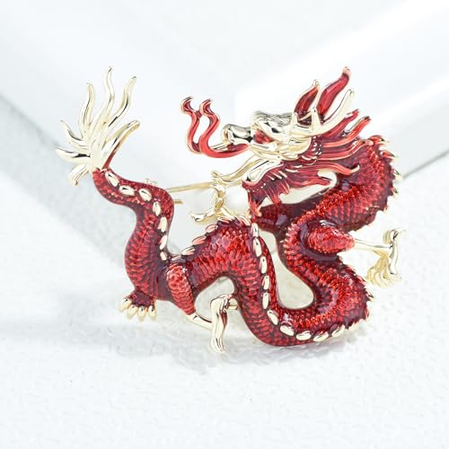 Image of Vintage Crystal Dragon Brooch Lapel Pin Decorative Safety pins for Clothing Rhinestone Animal Brooch Jewelry
