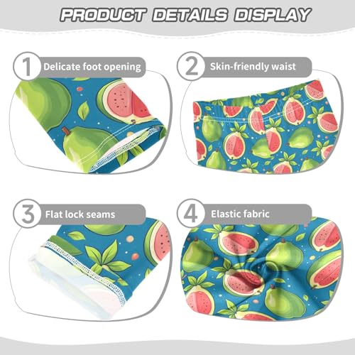 senya Girls Printed Leggings Yoga Pants Blue Background Guava Pattern for Kids in 4t to 10 Years, 4T3