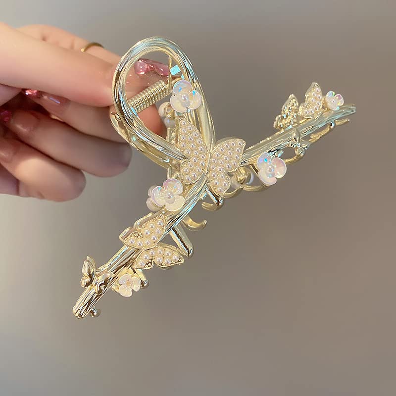 Amazon.com : Rhinestones Butterfly Hair Clips Gold Metal  display picture 1