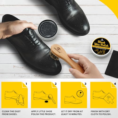 MEKER Shoe Polish Kit, 6 PCS Leather Care Kit with 3.52oz Mink Oil & Shoe Polish, Leather Conditioner with 2 Shoes Brush & 2 Shoe Cloth, Restore Shoes, Boots, Furniture, Jacket, Briefcase - Thumbnail 7