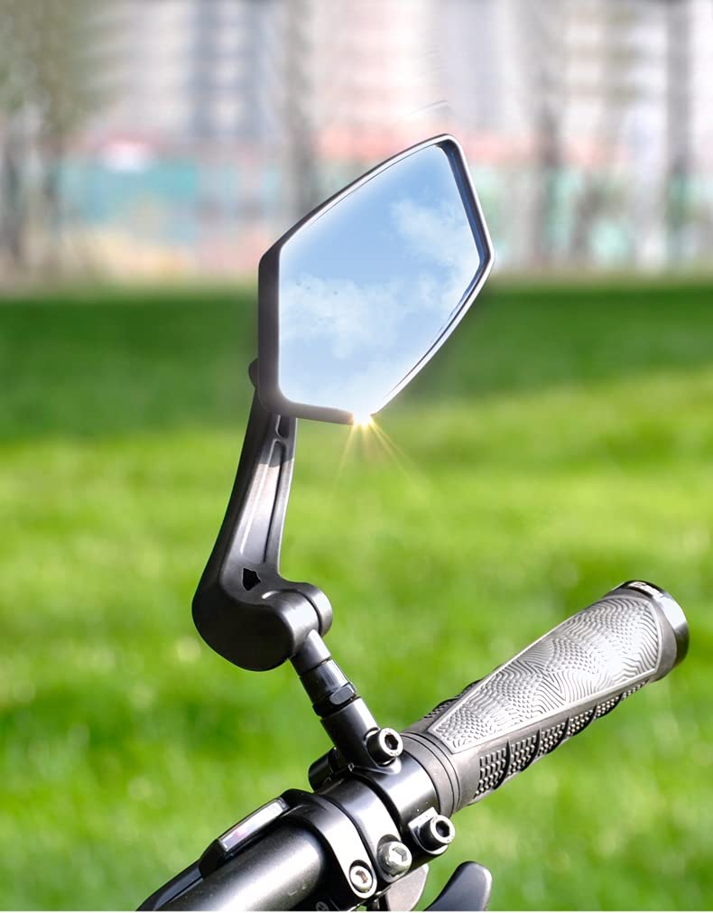 Motorradspiegel Motorrad Lenker Spiegel, Fahrrad Rückansicht Spiegel Fahrrad Radfahren Weitweiche Rücken Sichtreflektor Einstellbar Links Rechtsspiegel Motorrad Convex Rückansicht Spiegel (Farbe: LI