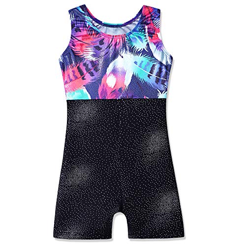 Image of HOZIY Leotards for Girls Gymnastics Kids Children Biketard Snowflake Ribbon Blue Purple Hot Pink Sparkle