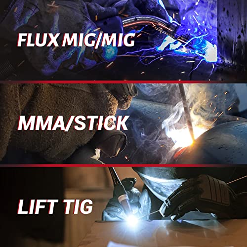 Warcking 180A Digital Mig Welder, 110/220V Dual Voltage Gas/Gasless Igbt Inverter Welding Machine, Flux Cored Wire Mig/Solid Wire/Lift Tig/Arc 3 In 1 Multiprocess Welder Machine, Support Gas Welding #TOP1