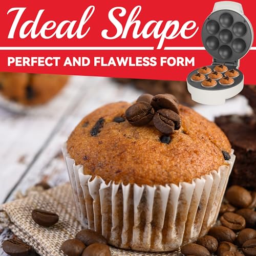 image for SugarWhisk Mini Cupcake Maker Machine, Make 7 X 2.2 Inch Cupcakes Baki