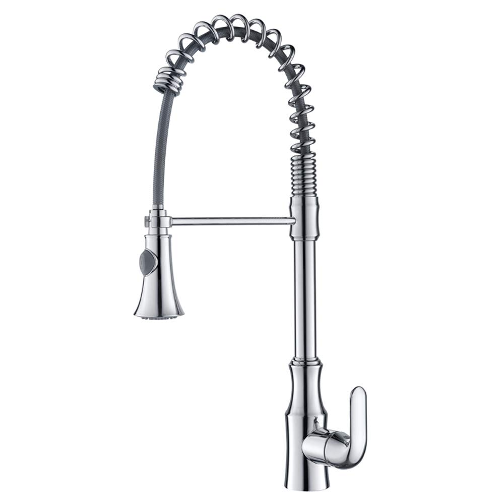 Chrome Finish Spring Kitchen Faucet Sink Faucets Single Handle Deck Mounted Mixer Tap Hot and Cold Water