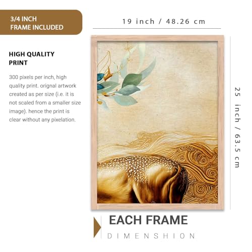 Image of kotart Paintings Modern Art Wall Decor Framed Wall Painting for Living Room, Bedroom - Dear Framed Wall Decor Paintings with Frame - Painting for Wall Decoration Set of 3-D (Art 4, 19x25 inch)
