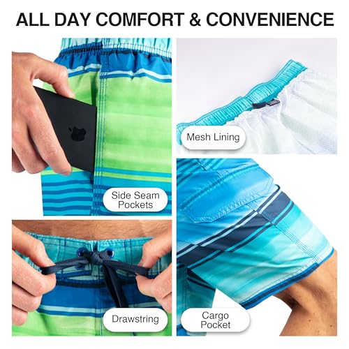 Image of Kanu Surf Men's Big Viper Extended Size Stripe Swim Trunk