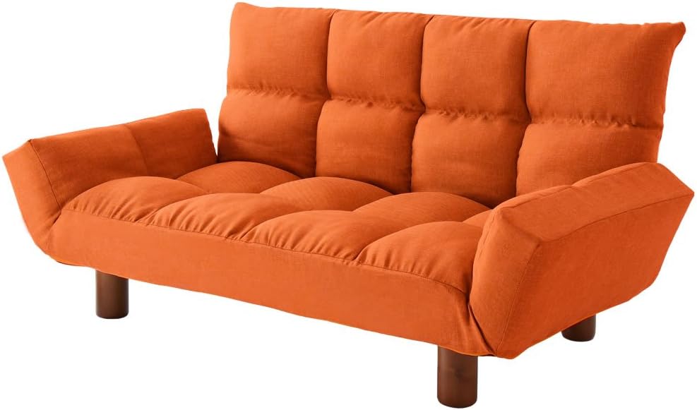 リクライニング コーデュロイソファ オレンジ リクライニング コーデュロイソファ オレンジ