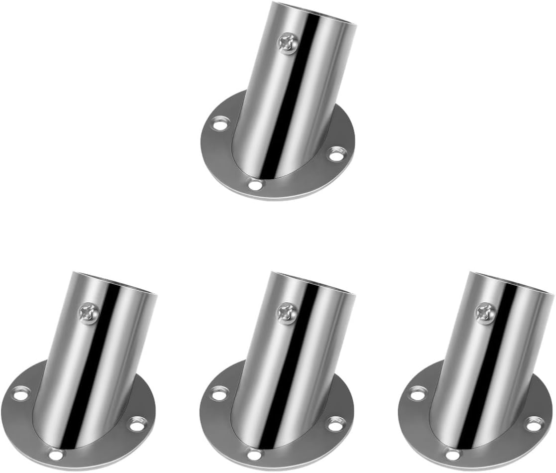 Outanaya 4pcs Stainless Steel Shower Curtain Rod Holders Closet Pole Brackets Angle Shower Rod Brackets