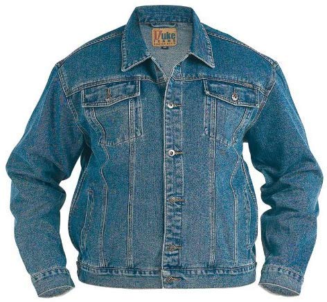 Duke London Hombre Grande Alto Tamaño King Chaquetas Occidental Prelavado Abrigo -Vaquero - Azul, Talla - 2XL