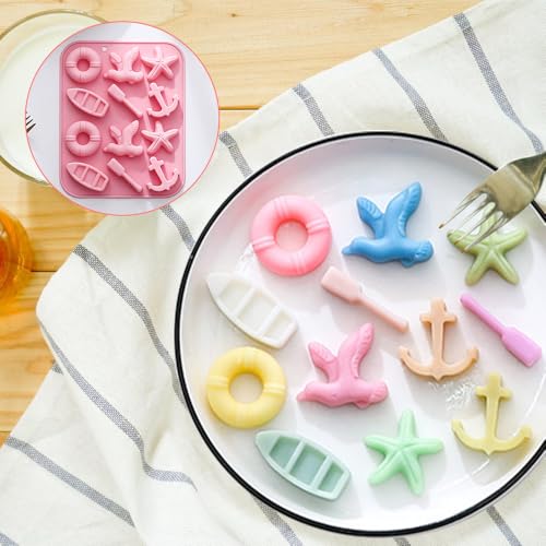 Molde de silicona para chocolate tema marino 2 piezas miniatura 6