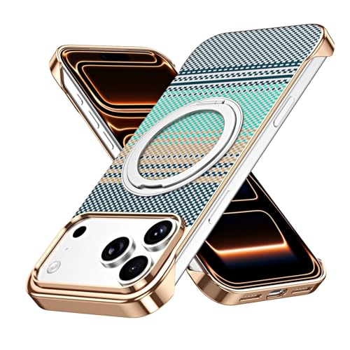 Coque motif fibre de carbone iPhone 17 Pro couleur argent avec anneau magnétique discret