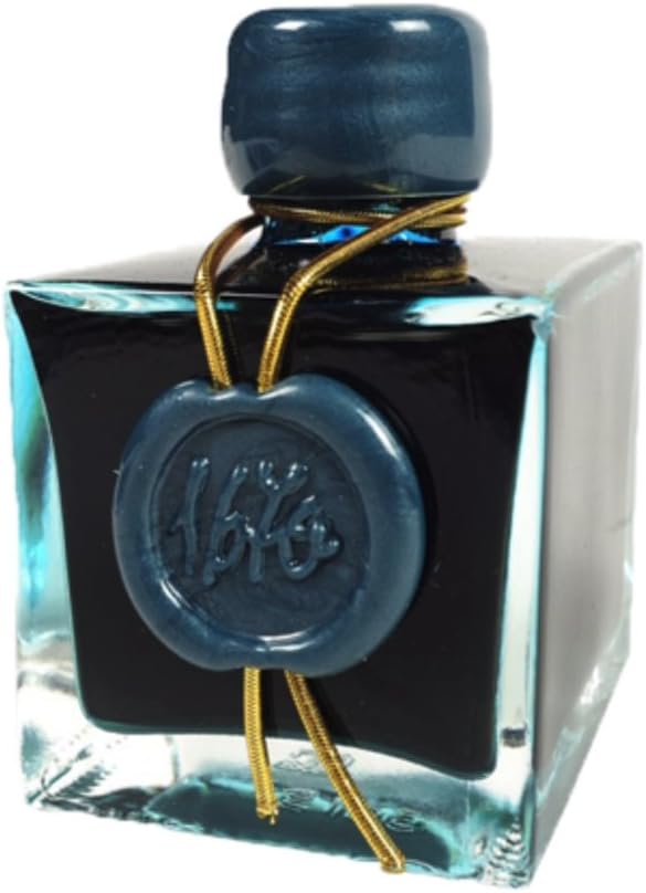 J. Herbin 1670 Anniversary Inks - Gold Sheen 50 ml Bottled - Emerald of Chivor (Emerald Green-Blue Ink)