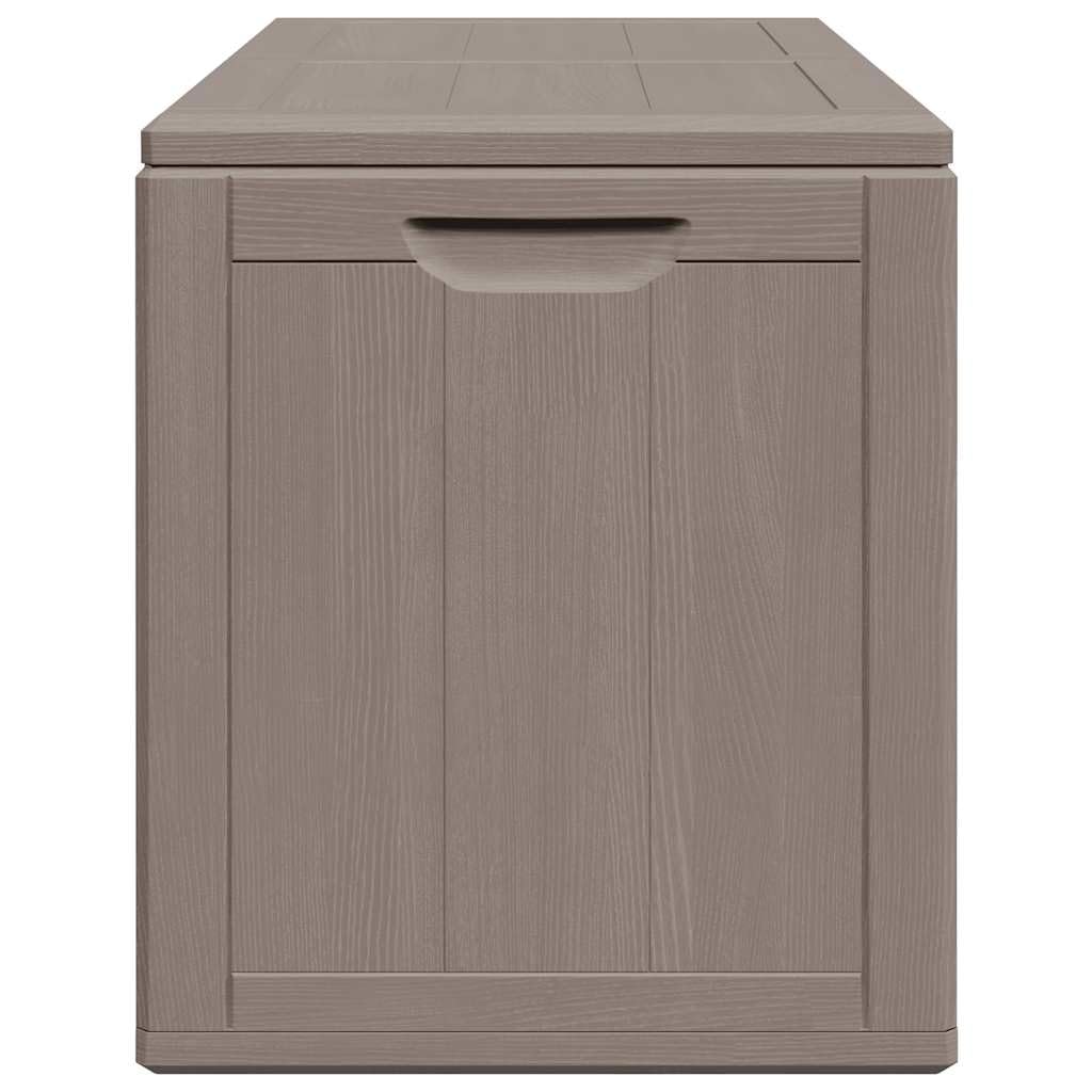 Contenitore da giardino da 180 l, colore marrone, effetto legno PP, resistente alle intemperie e ai raggi UV, con ampio spazio per cuscini, imbottiture e attrezzi da giardino, ideale per