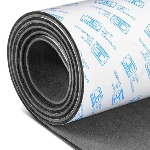 OCEANBROAD Brushed Boat Flooring 48''x16'' Self-Adhesive EVA Foam Sheet Non-Slip Traction Pad for Boats Surfboard SUP Paddle Board Kayak Yacht, Dark Gray