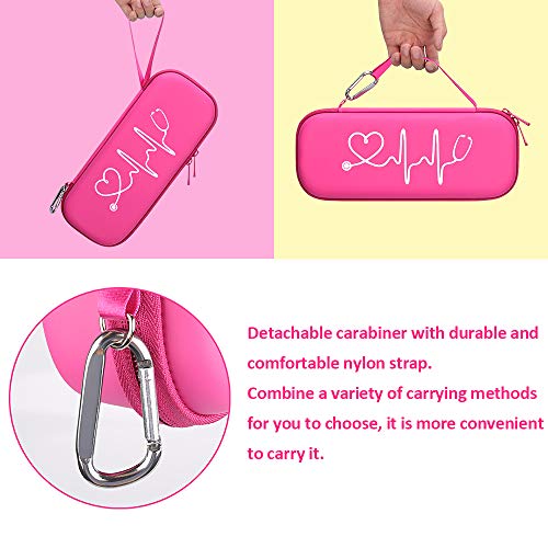 Image of BOVKE Stethoscope Case for 3M Littmann Classic III Monitoring /Lightweight II S.E /Cardiology IV Diagnostic /MDF Acoustica Stethoscopes, Mesh Pocket for Doctor & Nurse Accessories, Raspberry