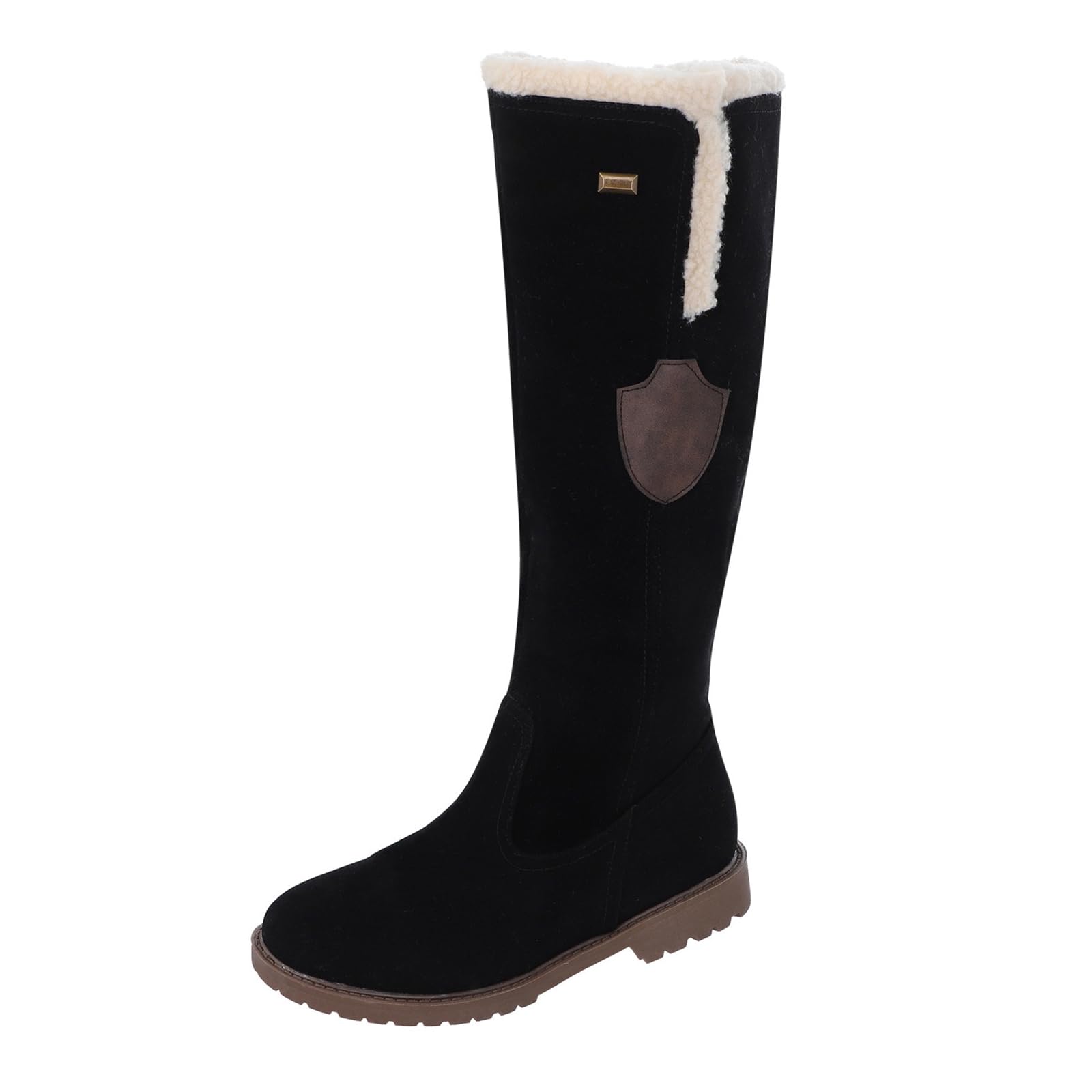 Botines para mujer con cremallera lateral, punta redonda y caña alta a media botas de verano para mujer