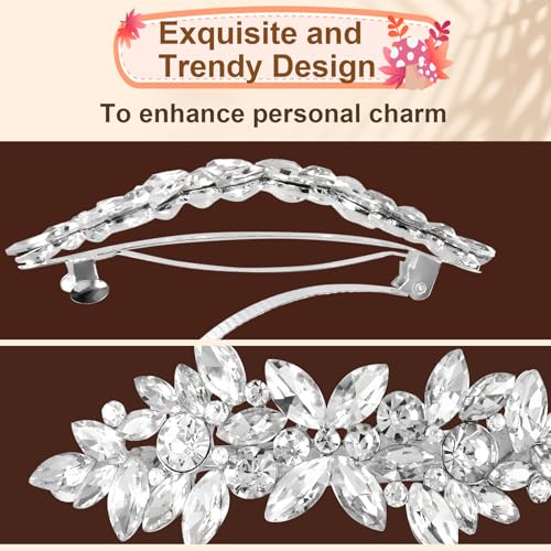 Pinza para cabello de cristal plata brillante para boda miniatura 3