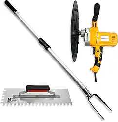 Desempenadeira Elétrica MDE + Extensor Regulável Menegotti Com Desempenadeira 307/04 Galo Dentada Para Acabamento de Reboco Kit Profissional - (220, Volts)