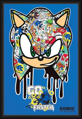Sonic le hérisson cadre photo grand format pour deco chambre ado et salle de jeux