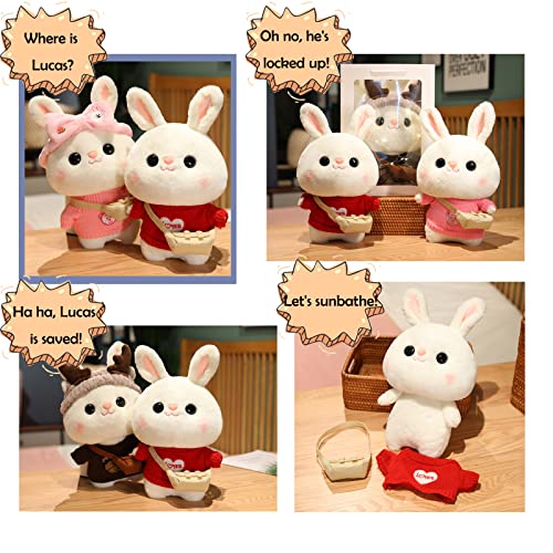 Qcotng Rabbit Stuffed Animal Soft Cute Bunny Plush Toy With 9 Outfits And Accessories To Diy Dress Up Clothes Best Birthday For Kids Girls Boys (12Inch/30Cm) (Rabbit, Multi Suit) #TOP7