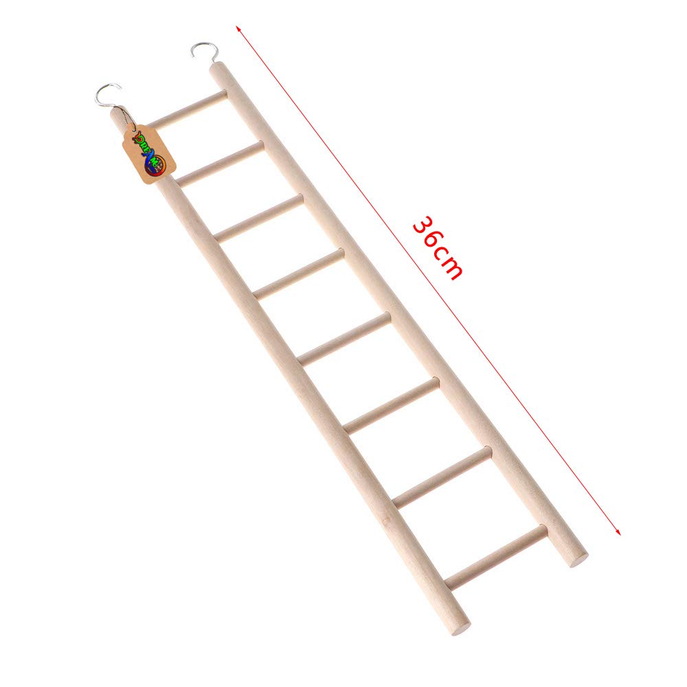 DreamAuro 38cm Natural Wood Ladder Toy for Birds, Parrot, Budgies and Other Small, Medium Large Bird