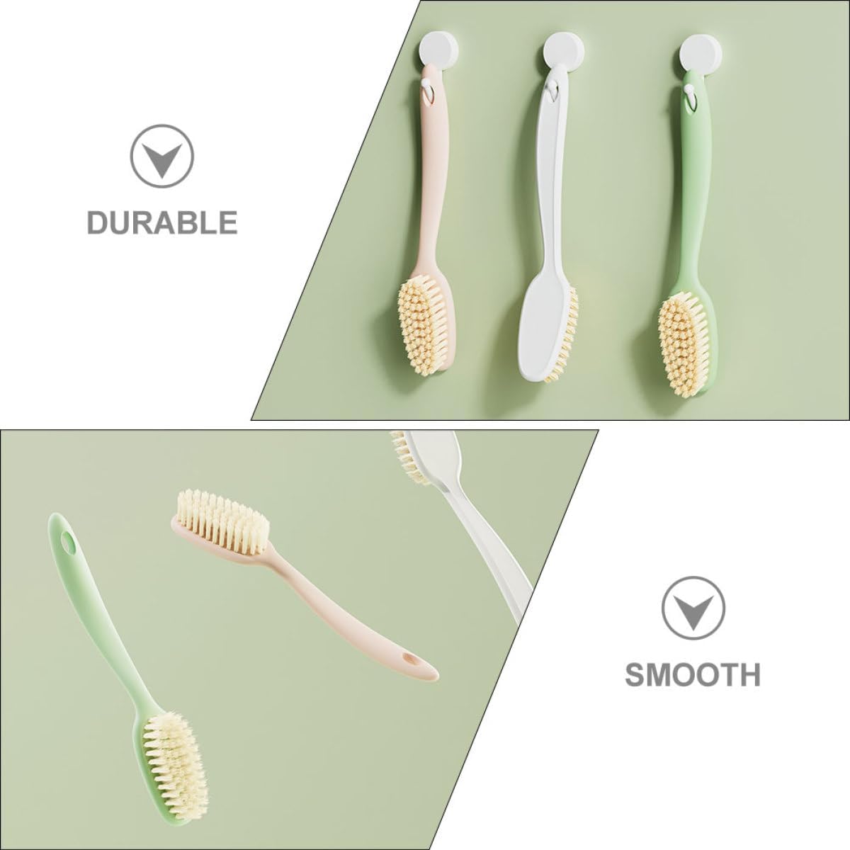3pcs PP Cleaning Brush for Shoes and Clothes, Soft Long Handle