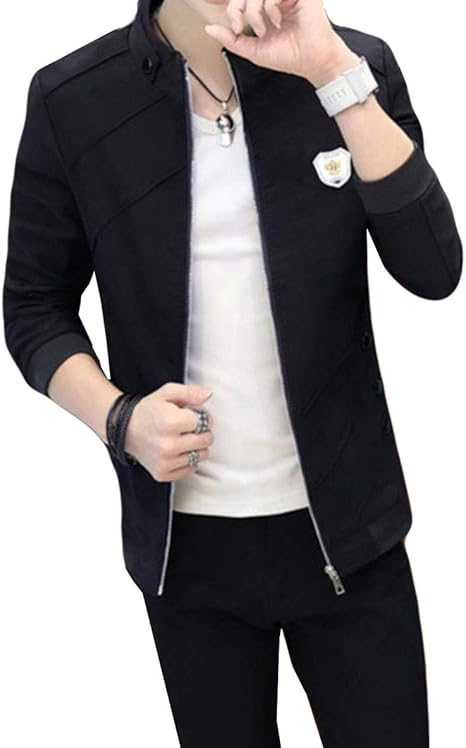 Amazon Baluote 春 秋 メンズ コート ジャケット トップス 長袖 韓国風 スリム 着痩せ 薄手 詰め襟 無地 シンプル おしゃれ カジュアル ファション 学生 通勤 コート ジャケット 通販