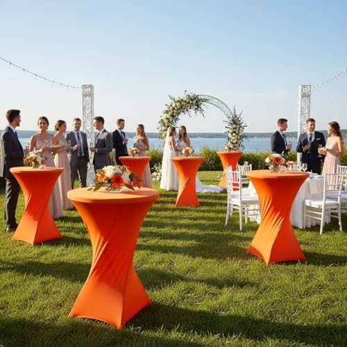 Nappe mange-debout extensible orange pour dynamiser vos soirées et buffets - 7