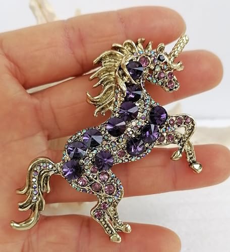 Image of Unique Animal Unicorn Horse Brooch Pin Pendant Austrian Crystal BZ6172