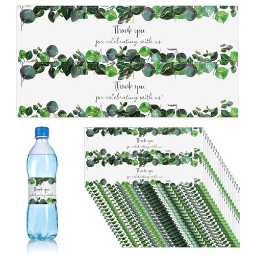 50pcs Étiquettes de Bouteille d'Eau de Mariage, Feuilles Imperméables Merci Autocollants d'Emballage de Bouteille d'Eau pour Décoration de Mariage Baby Shower Fête Anniversaire (Style 2)