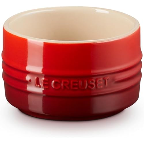 Le Creuset Stoneware Round Straight Wall Ramekin, 6.75oz., Cerise