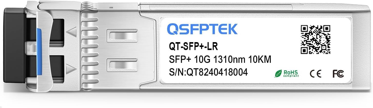 QSFPTEK 10GBASE-LR SFP Module 10G 1310nm 10km DDM LC Mini-GBIC per Cisco SFP-10G-LR Ubiquiti UF-SM-10G