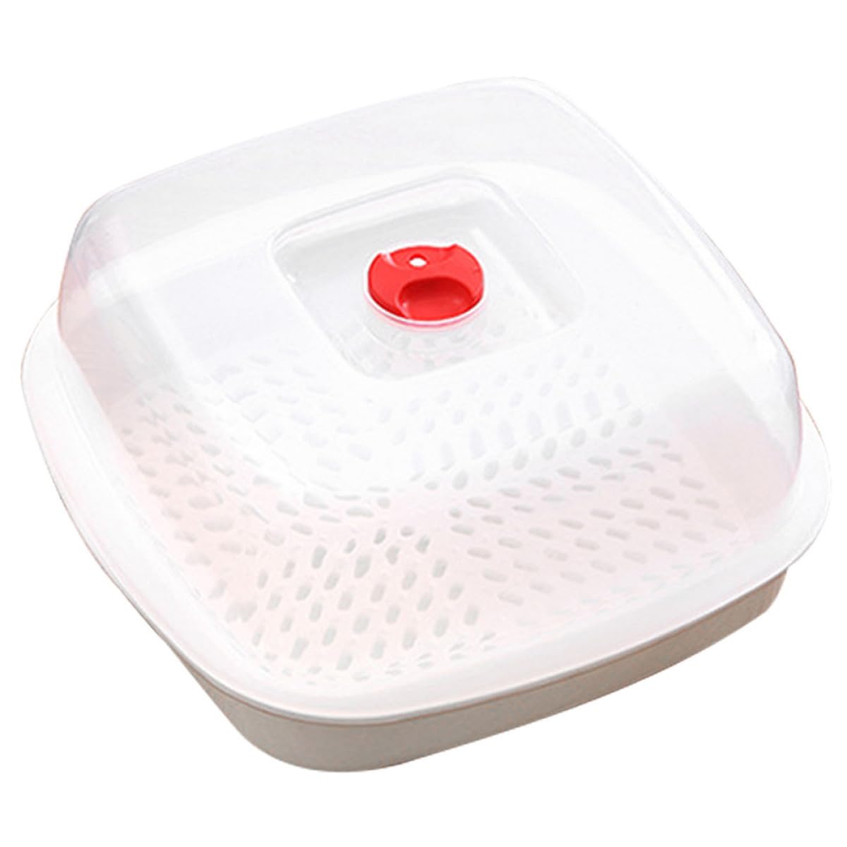 LIGIGWASH Microwave Food Steamer Microwave Steamer for Rice Fish and Dumplings Single Layer Steam Box with Lid Ventilation Holes and Handle for Kitchen Cooking