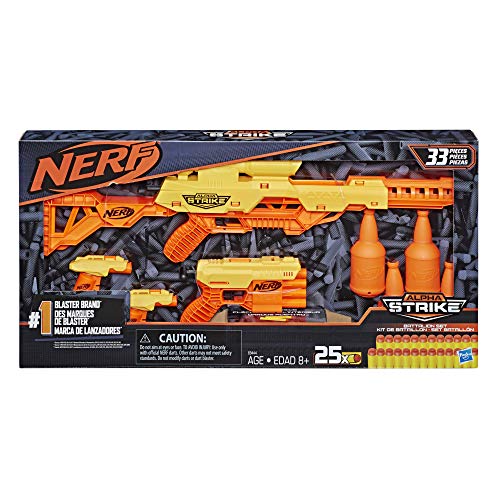Image of Nerf Disruptor Elite Blaster 6-Dart Rotating Drum, Includes 6 Official Elite Darts - Multicolor & Alpha Strike Battalion Set - Includes 4 Blasters, 4 Half-Targets, and 25 Official Elite Darts