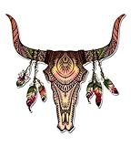 GT Graphics Bull Skull with Feathers Native American Theme - 3' Vinyl Sticker - for Car Laptop I-Pad...