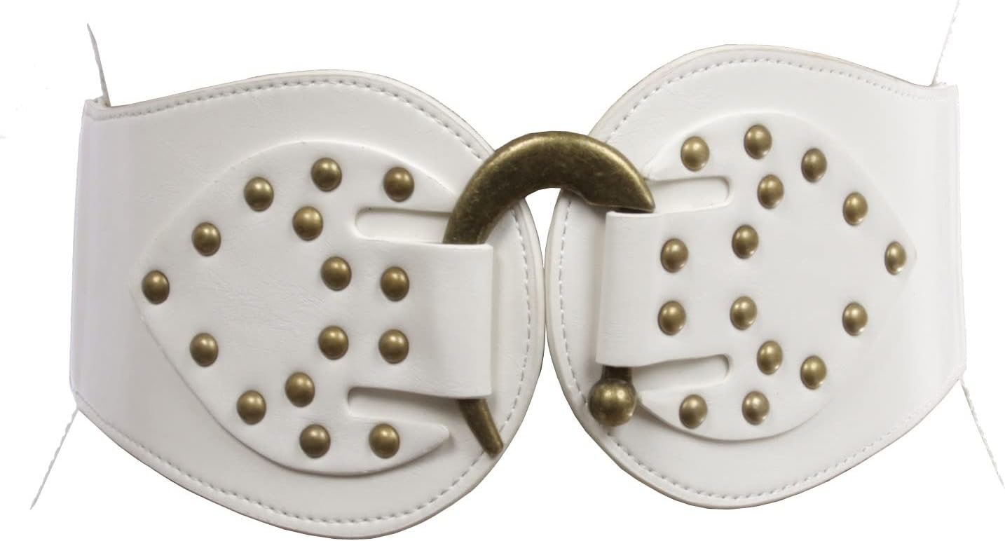 Beltiscool Women's 4" Wide High Waist Elastic Stretchy Studded Hook Belt