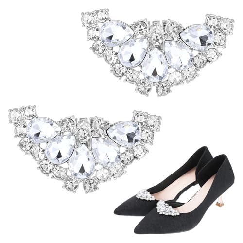 Sorcristy 1 paio di fermagli per scarpe argentati, classici accessori staccabili con strass, accessori per scarpe da sposa, alla moda, per donne e ragazze, fibbia per scarpe con cristalli per feste di