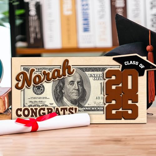 Personalized Graduation Money Holder - Class Of 2025 Custom Wooden Graduation Gift Card And Cash Envelopes For Graduates