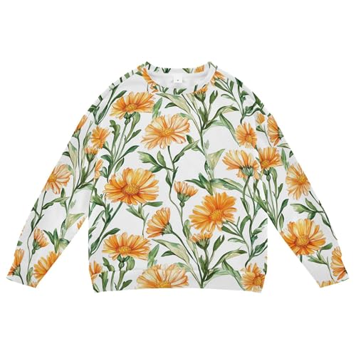 JUNZAN Beauty Calendula White Kids Boys Hooded Sweatshirt Fleece Tops Clothing Shirts Camping 4T