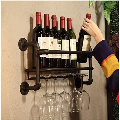 Soporte de Vino para Pared LUNEZY Metal Vintage Negro miniatura 5