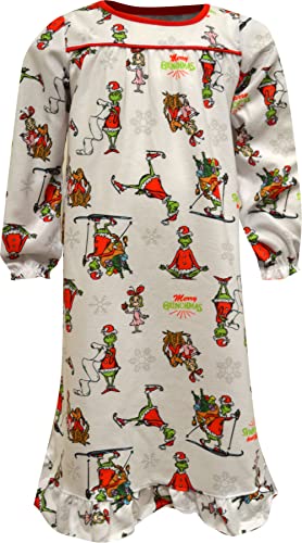 Komar Kids Girls Dr. Seuss The Grinch Traditional Toddler Girls Flannel Nightgown