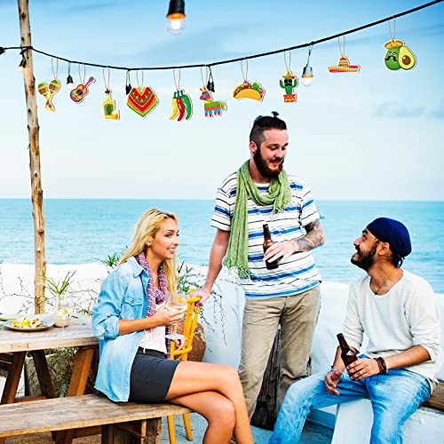 40 Pcs Summer Mexican Fiesta Ornaments Wooden Cinco De Mayo Hanging Decorations Mexican Party Supplies Photo Props Tree Decor For Summer Fiesta Birthday Taco Tuesday Party Decorations #TOP4