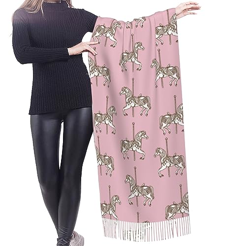 Carousel Pink Women's Warm Scarf Comfortable Long Shawl Winter Soft Blanket Scarf2