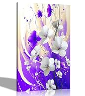 Abstract summer flower composition in purple and white canvas wall art prints for wall, featuring fade-resistant ink which ensures long lasting vibrant colours, hand stretched around an 18mm thick pine wood frame. 30 DAYS RETURNS- Your satisfaction i...