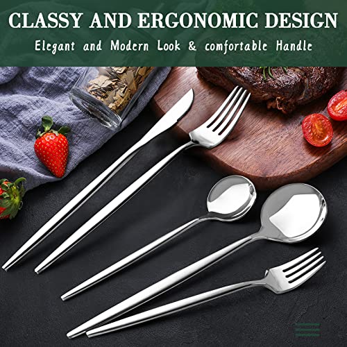 40-Piece Silverware Set for 8, CEKEE Stainless Steel Flatware Cutlery Set for Home Restaurant Hotel Apartment, Kitchen Utensils Set Included Knife Spoon and Fork Set- Mirror Polished & Dishwasher Safe - Thumbnail 3