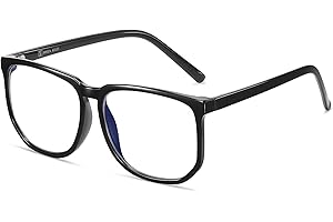 SHEEN KELLY Vintage Oversized Blue Light Blocking Glasses - Square Clear Frame, Black/Tortoiseshell